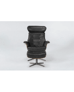 Leather Reclining Swivel Arm Chair with Adjustable Headrest