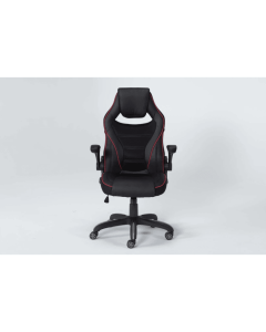 Theory Black Rolling Office Chair With Red Trim