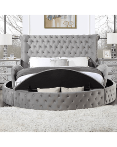 Queen Bed Gaiva Bed Gray Velvet